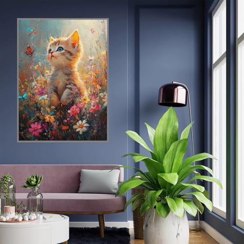 Diamant Painting Bilder Katze Diamond Painting xxl 90x120cm 5D Diamant Malerei Erwachsene Tier Diamond Art kinder Mädchen DIY Mosaikherstellung Vollbohrerbild Set für Home Wand Dekor Geschenke , A-74 von Tloome