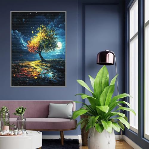 Diamant Painting Bilder Landschaft Diamond Painting xxl 70x90cm 5D Diamant Malerei Erwachsene Baum Diamond Art kinder Mädchen DIY Mosaikherstellung Vollbohrerbild für Home Wand Dekor Geschenke A488 von Tloome