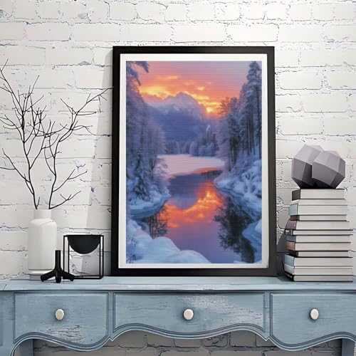 Diamant Painting Bilder Landschaft Diamond Painting xxl 70x90cm 5D Diamant Malerei Erwachsene Winter Diamond Art kinder Mädchen DIY Mosaikherstellung Vollbohrerbild für Home Wand Dekor Geschenke A99 von Tloome