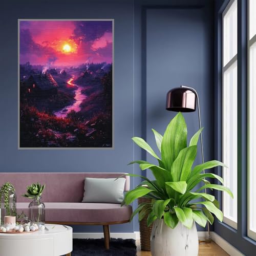 Diamant Painting Bilder Sonnenuntergang Diamond Painting xxl 90x120cm 5D Diamant Malerei Erwachsene Traum Diamond Art kinder Mädchen DIY Mosaikherstellung Vollbohrerbild für Home Dekor Geschenke A164 von Tloome