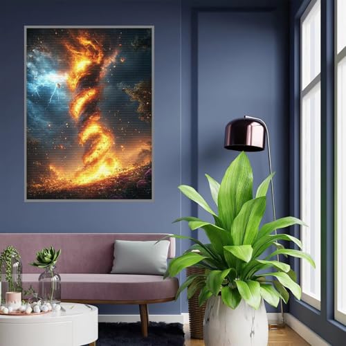 Diamant Painting Bilder Tornado Diamond Painting xxl 90x120cm 5D Diamant Malerei Erwachsene Landschaft Diamond Art kinder Mädchen DIY Mosaikherstellung Vollbohrerbild für Home Dekor Geschenke A153 von Tloome