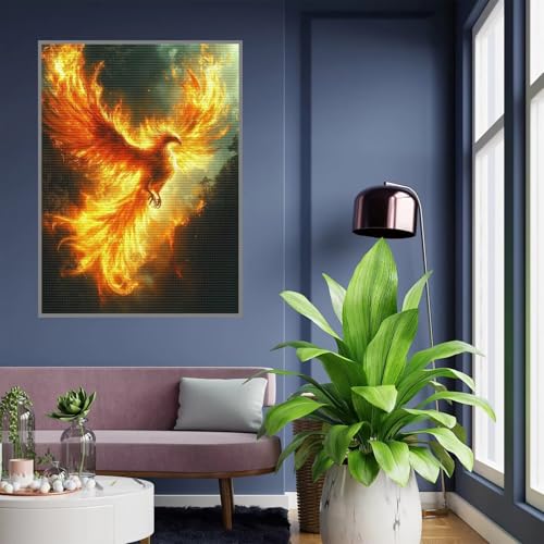 Diamant Painting Bilder Vogel Diamond Painting xxl 90x120cm 5D Diamant Malerei Erwachsene Phönix Diamond Art kinder Mädchen DIY Mosaikherstellung Vollbohrerbild Set für Home Wand Dekor Geschenke, A133 von Tloome