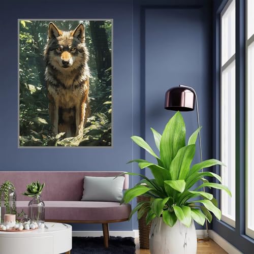 Diamant Painting Bilder Wald Diamond Painting xxl 90x120cm 5D Diamant Malerei Erwachsene Wolf Diamond Art kinder Mädchen DIY Mosaikherstellung Vollbohrerbild Set für Home Wand Dekor Geschenke , A-108 von Tloome