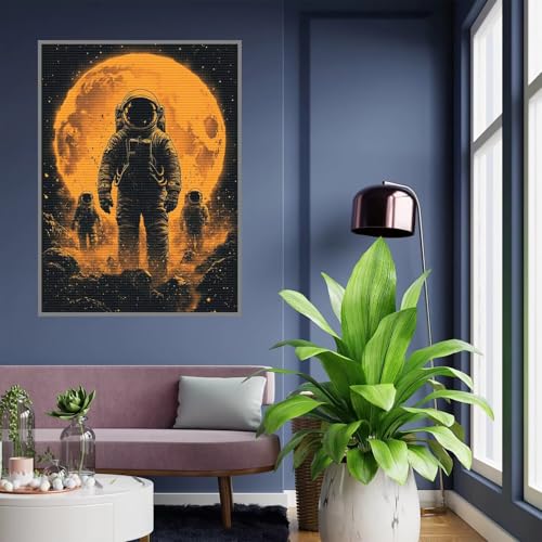 Diamond Painting Astronaut Diamond Painting Erwachsene Planet 5D Basteln Kinder Mädchen Geschenke 7 8 9 10 jahre, DIY Diamant Bilder Bastelset Erwachsene für Deko Wohnzimmer Home Geschenke 30x40cm A91 von Tloome