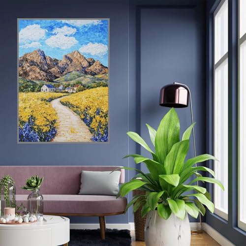 Diamond Painting Berg Diamond Painting Erwachsene Blume 5D Basteln Kinder Mädchen Geschenke 7 8 9 10 jahre, DIY Diamant Bilder Bastelset Erwachsene für Deko Wohnzimmer Home Geschenke 30x40cm, A-474 von Tloome