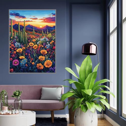 Diamond Painting Blume Diamond Painting Erwachsene Landschaft 5D Basteln Kinder Mädchen Geschenke 10 jahre, DIY Diamant Bilder Bastelset Erwachsene für Deko Wohnzimmer Home Geschenke 30x40cm A173 von Tloome