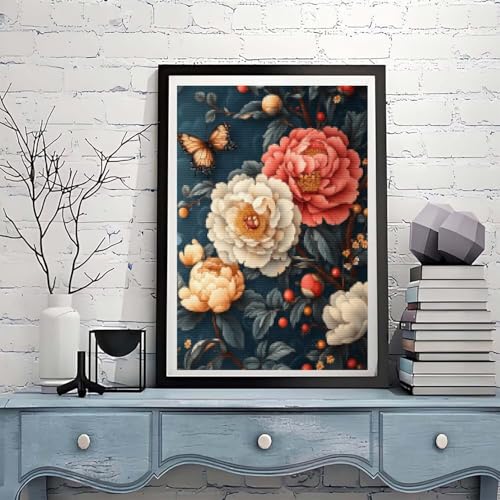 Diamond Painting Blume Diamond Painting Erwachsene Pfingstrose 5D Basteln Kinder Mädchen Geschenke 10 jahre, DIY Diamant Bilder Bastelset Erwachsene für Deko Wohnzimmer Home Geschenke 30x40cm A98 von Tloome