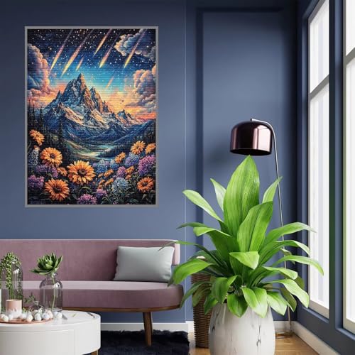 Diamond Painting Erwachsene Berg Diamond Painting kinder mädchen Geschenke 8 Jahre Meteor Diamant Bilder Groß DIY Bastelset Erwachsene für Home Decoration Living Room Geschenke für Frauen 35x45cm A472 von Tloome