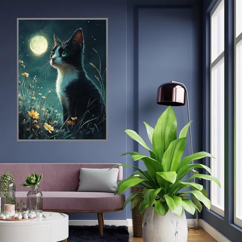 Diamond Painting Erwachsene Blume Diamond Painting kinder mädchen Geschenke 8 Jahre Katze Diamant Bilder Groß DIY Bastelset Erwachsene für Home Decoration Living Room Geschenke für Frauen 80x100cm A21 von Tloome