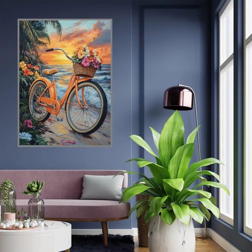 Diamond Painting Erwachsene Fahrrad Diamond Painting kinder mädchen Geschenke 8 Jahre Blume Diamant Bilder Groß DIY Bastelset Erwachsene für Home Decoration Living Room Geschenke Frauen 80x100cm A20 von Tloome