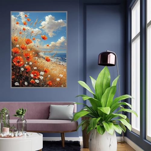 Diamond Painting Erwachsene Landschaft Diamond Painting kinder mädchen Geschenke 8 Jahre Blume Diamant Bilder DIY Bastelset Erwachsene für Home Decoration Living Room Geschenke Frauen 45x60cm A340 von Tloome