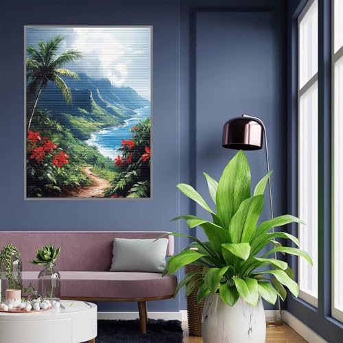 Diamond Painting Erwachsene Landschaft Diamond Painting kinder mädchen Geschenke 8 Jahre Blume Diamant Bilder Groß DIY Bastelset Erwachsene für Home Decoration Living Room Geschenke Frauen 45x60cm A30 von Tloome