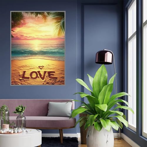 Diamond Painting Erwachsene Liebe Diamond Painting kinder mädchen Geschenke 8 Jahre Strand Diamant Bilder Groß DIY Bastelset Erwachsene für Home Decoration Living Room Geschenke Frauen 35x45cm A484 von Tloome