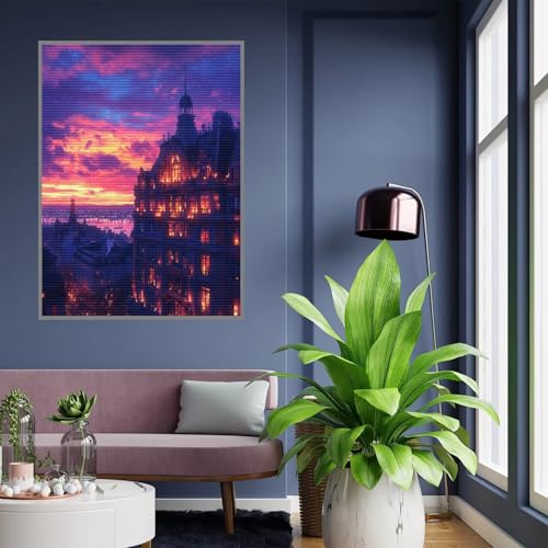 Diamond Painting Erwachsene Schloss Diamond Painting kinder mädchen Geschenke 8 Jahre Wolke Diamant Bilder Groß DIY Bastelset Erwachsene für Home Decoration Living Room Geschenke Frauen 80x100cm A167 von Tloome