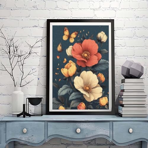 Diamond Painting Erwachsene Schmetterling Diamond Painting kinder mädchen Geschenke 8 Jahre Blume Diamant Bilder DIY Bastelset Erwachsene für Home Decoration Living Room Geschenke Frauen 35x45cm A97 von Tloome