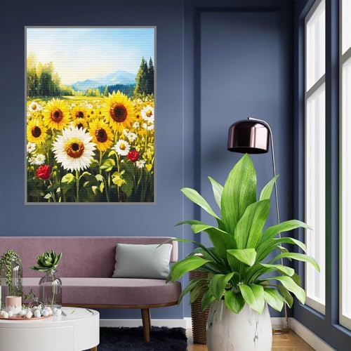 Diamond Painting Erwachsene Sonnenblume Diamond Painting kinder mädchen Geschenke 8 Jahre Blume Diamant Bilder DIY Bastelset Erwachsene für Home Decoration Living Room Geschenke Frauen 35x45cm A467 von Tloome