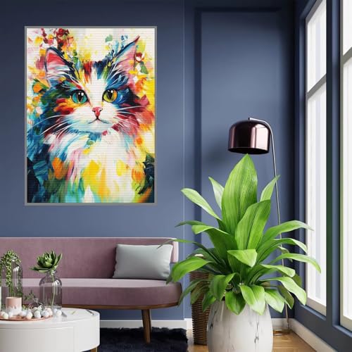 Diamond Painting Erwachsene Tier Diamond Painting kinder mädchen Geschenke 8 Jahre Katze Diamant Bilder Groß DIY Bastelset Erwachsene für Home Decoration Living Room Geschenke für Frauen 80x100cm A627 von Tloome