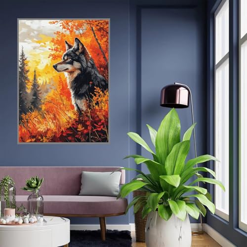 Diamond Painting Erwachsene Wolf Diamond Painting kinder mädchen Geschenke 8 Jahre Landschaft Diamant Bilder Groß DIY Bastelset Erwachsene für Home Decoration Living Room Geschenke Frauen 45x60cm A24 von Tloome