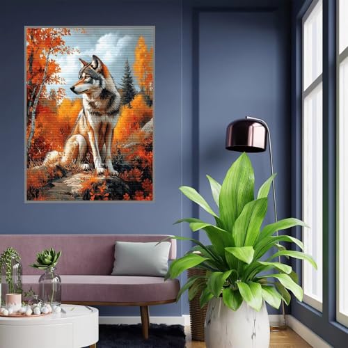 Diamond Painting Erwachsene Wolf Diamond Painting kinder mädchen Geschenke 8 Jahre Tier Diamant Bilder Groß DIY Bastelset Erwachsene für Home Decoration Living Room Geschenke für Frauen 80x100cm A18 von Tloome