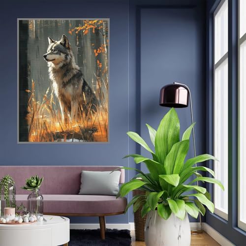 Diamond Painting Erwachsene Wolf Diamond Painting kinder mädchen Geschenke 8 Jahre Tier Diamant Bilder Groß DIY Bastelset Erwachsene für Home Decoration Living Room Geschenke für Frauen 80x100cm A107 von Tloome