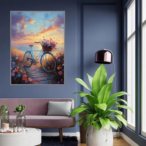 Diamond Painting Kinder Blume Diamond Painting mädchen Geschenke 8 jahre 5D Diamant Malerei Erwachsene Fahrrad Diamant Malsets Bilder Full Crystal Art für Home Wand Décor Geschenke 40x50cm, A-25 von Tloome