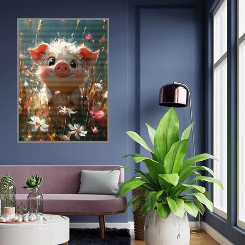 Diamond Painting Kinder Blume Diamond Painting mädchen Geschenke 8 jahre 5D Diamant Malerei Erwachsene Schwein Diamant Malsets Bilder Full Crystal Art für Home Wand Décor Geschenke 40x50cm, A-79 von Tloome