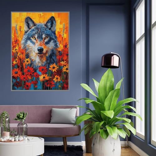 Diamond Painting Kinder Blume Diamond Painting mädchen Geschenke 8 jahre 5D Diamant Malerei Wolf Diamant Malsets Bilder Full Crystal Art Basteln Erwachsene für Home Wand Décor Geschenke40x50cm, A-37 von Tloome