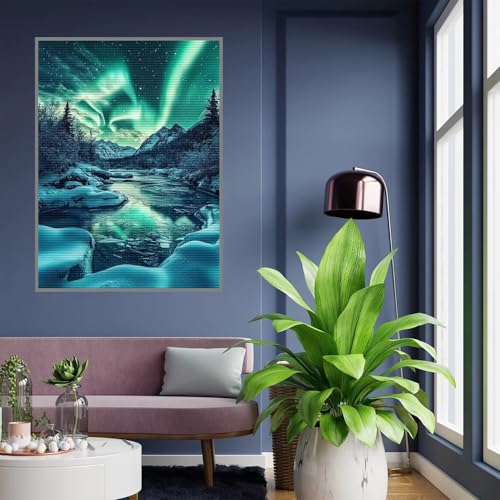 Diamond Painting Kinder Polarlicht Diamond Painting mädchen Geschenke 8 jahre 5D Diamant Malerei Erwachsene Winter Diamant Malsets Bilder Full Crystal Art für Home Wand Décor Geschenke 60x80cm, A-489 von Tloome