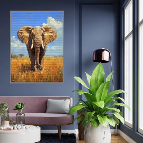 Diamond Painting Tier Diamond Painting Erwachsene Elefant 5D Basteln Kinder Mädchen Geschenke 7 8 9 10 jahre, DIY Diamant Bilder Bastelset Erwachsene für Deko Wohnzimmer Home Geschenke 50x70cm, A-130 von Tloome