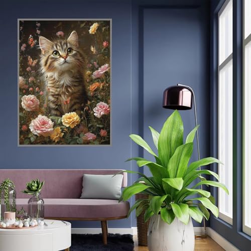 Diamond Painting Tier Diamond Painting Erwachsene Katze 5D Basteln Kinder Mädchen Geschenke 7 8 9 10 jahre, DIY Diamant Bilder Bastelset Erwachsene für Deko Wohnzimmer Home Geschenke 50x70cm, A-62 von Tloome