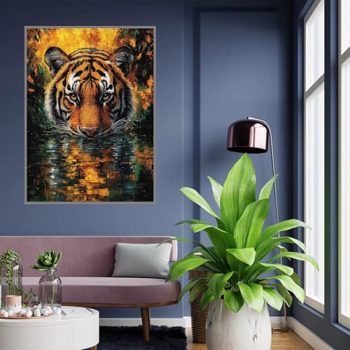 Diamond Painting Tier Diamond Painting Erwachsene Tiger 5D Basteln Kinder Mädchen Geschenke 7 8 9 10 jahre, DIY Diamant Bilder Bastelset Erwachsene für Deko Wohnzimmer Home Geschenke 30x40cm, A-168 von Tloome