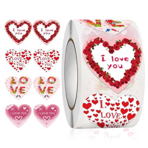 500pcs Rose Heart Aufkleber 1 Zoll Valentinstag Aufkleber Abnehmbares Verpackungsetik von Tmboryuu