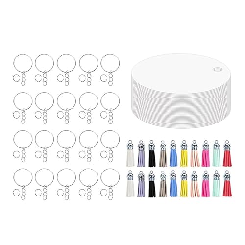 80 PCs Sublimation Schlüsselbund Kits Mit Aluminiumblanks Bunte Quasten Und Schlüsselringezubehör Doppelseitige Keyrings von Tmboryuu