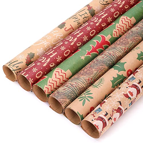 Tmianya Kraftpapier Weihnachtsgeschenkpapier eine hintere Linie von 44 × 100 cm Geschenkpapier Geschenkpapier Mit Lastwagen Weihnachtspapier (C, One Size) von Tmianya