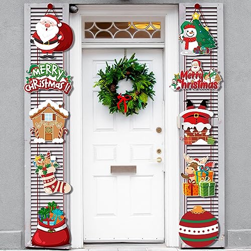 Weihnachten Tür hängen Banner Home Dekoration Festliche Couplets Türvorhang mit Seilen Blumenampel Weihnachtsdeko Outdoor Türdeko Weihnachtsbanner Tür Zierschmuck (Red, One Size) von Tmianya