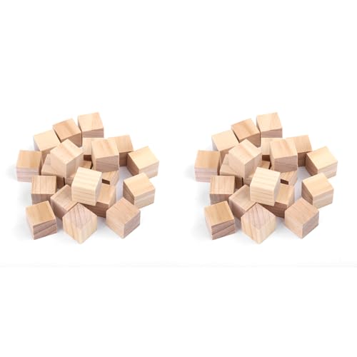 2Set Holzwürfel, Unfertige Holzklötze, Kleine Quadratische Holzklötze für Mathe-Puzzles, Kunsthandwerk und Projekte (20 Mm)20)) von Tnfeeon