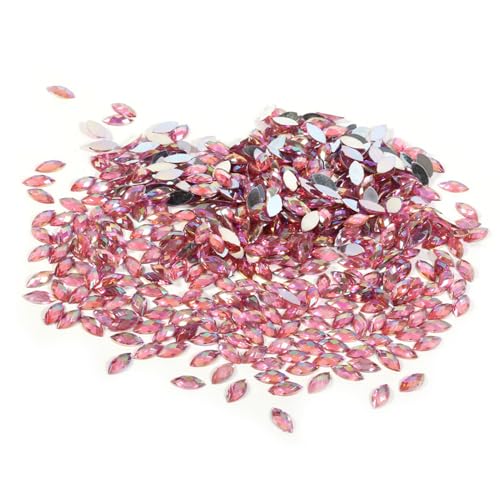 500pcs 715 Mm Kristall Strasssteine ​​Acryl Flacher Rücken Pferdaugenform Perlen Dekor für Kleiderbeutel Schuhe DIY -Handwerk (Hell-Pink) von Tnfeeon