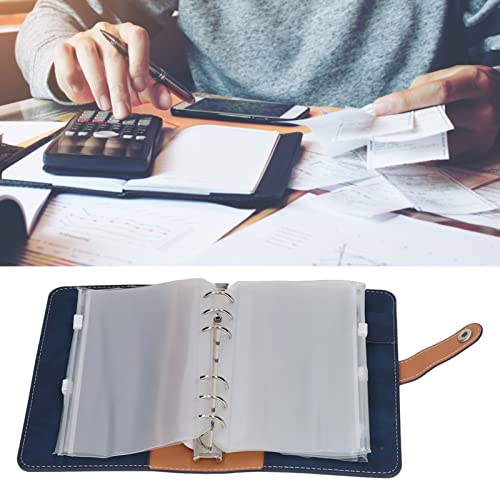 Cash Binder A6 Tragbarer Größe PU Leder 6 Pre -Loch -Löcher Budget Binder Finanzorganisator Binder 12 Clear Reißverschluss Taschen Kleine Etiketten für Kosten Tracker Notebook von Tnfeeon