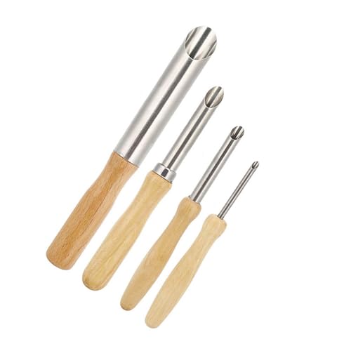 Ergonomischer Kreisschneider Zum Formen und Schnitzen von Ton – 4-teiliges Modellierwerkzeug-Set aus Ton mit Holzgriff (4 Runde) von Tnfeeon