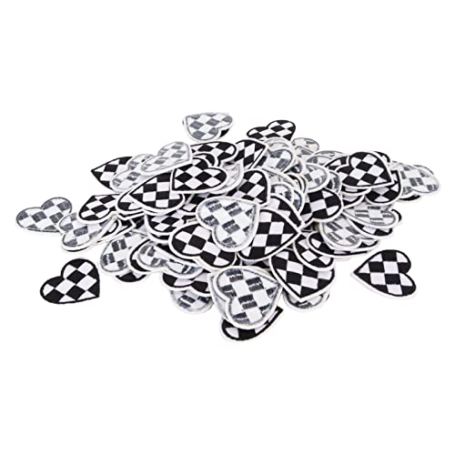 FabricAppliquepatch, Herzförmige Flecken Eisen, Baumwollmaterial, 100pcs Stoffaufkleber für Kleidung Applikation, Schwarze und weiß Karierte Herzen, Multi Funktional FabricAppliquepatch, Herzförmige Flecken Eisen, Baumwollmaterial, 100pcs Stoffaufkleber für Kleidung Applikation, Schwarze und weiß Karierte Herzen, Multi Funktional von Tnfeeon
