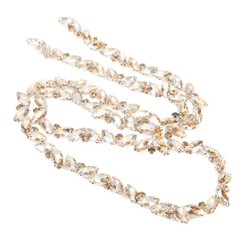 Kristall Strass Trim Kette, Glas Aufnähen Strass Schließen Kette für Handwerk Nähen DIY Schmuck Hochzeitsdekoration(Goldener Champagner) von Tnfeeon