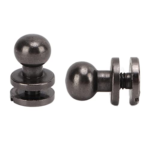 Tnfeeon 20 Sets Rundkopf-Knopfbolzen-Schlitzschrauben, Schwarze Kreuzschlitz-Kopfbolzen-Schrauben Chicago Screw Back Nagelniet für DIY Handwerk Lederreparaturen Dekoration(7X6mm) von Tnfeeon