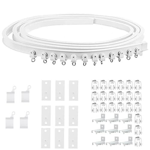 ToKinCen 3-meter 9.84 ft gebogene Vorhangschiene mit stummen Rollen, Flexible Gardinenschiene,biegbare Deckenhalterung, Vorhangtrennwand, weiches Fensterschienensystem von ToKinCen