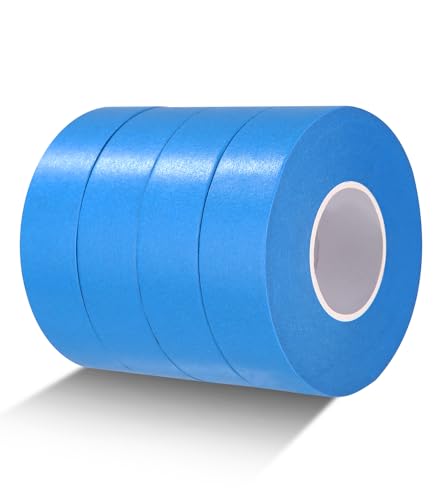 Toaren 4 Rollen Malerkrepp Masking Tape 24 mmx50 m Kreppband Malerband Masking,Abklebeband Maler Papierklebeband Hitzebeständig UV Maler Klebeband für Malerarbeiten und Renovierungen(Blau) von Toaren