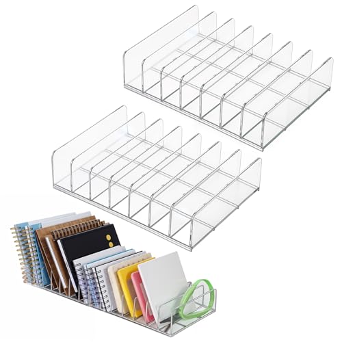 Acryl-Briefhalter, Acryl-Aktenordner, Schreibtisch-Organizer, 7 Fächer, Acryl, transparenter Schreibtisch-Organizer, Aktenhalter, Acryl-Buchstaben-Organizer für Büro, Zuhause, Schule, 2 Stück von Tobeelec