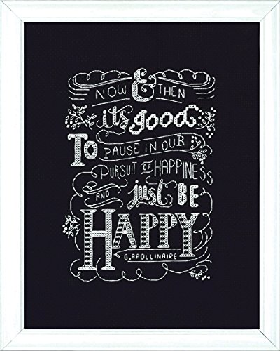 Tobin Design Works Kreuzstichvorlage für Bild, Be Happy, Schwarz, 14 Count Aida Cross Stitch, Mehrfarbig, Farbe von Tobin