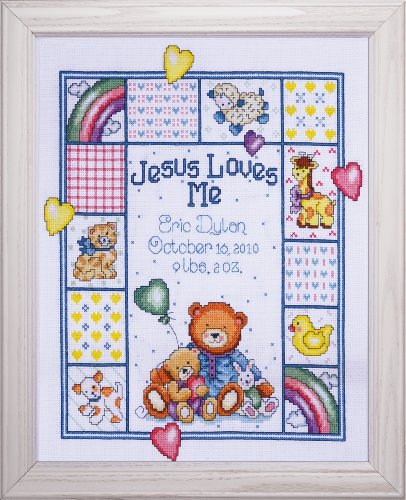 Tobin Stickmuster mit Jesus Loves me Baby Sampler, Mehrfarbig von Tobin