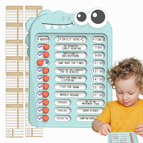 TocaFeank Aufgabentabelle für Kinder, Schlafenszeit-Routinetabelle - Verantwortungsdiagramm für Kinder,Mit Checklisten-Slider-Check-in-Board zur Entwicklung guter Gewohnheiten und Selbstdisziplin von TocaFeank