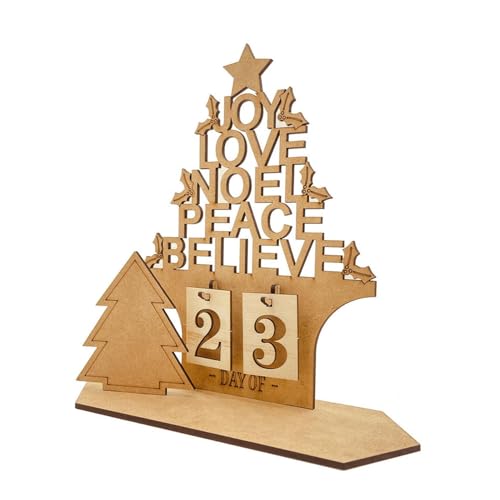 TocaFeank Countdown-Adventskalender aus Holz, Weihnachtskalender-Countdown-Ornamente,2025 Hausform Weihnachts-Adventskalender Holzschild | Hohlbuchstaben-Design, Kunsthandwerk, Dekor für das von TocaFeank