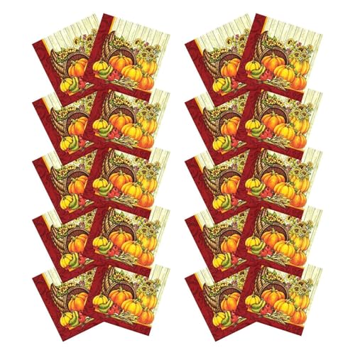 TocaFeank Halloween-Servietten,Halloween-Papierhandtücher | Lustige servietten - 20 Stück Halloween-Papierservietten, dekorative Thanksgiving-Servietten für Abendessen, Küche, Partyzubehör von TocaFeank